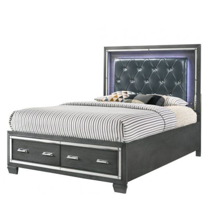 Picture of Titanium King Tufted Upholstered Storage Bed