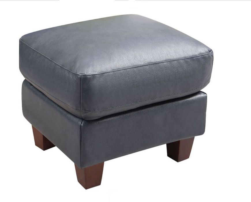 Picture of  Travis Blue Leather Ottoman