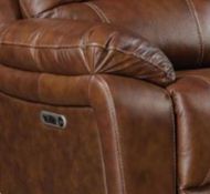Picture of Saddle Power Leather Reclining Console Loveseat